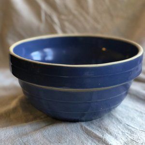 Vintage Stoneware 9" Mixing Bowl Blue Glaze